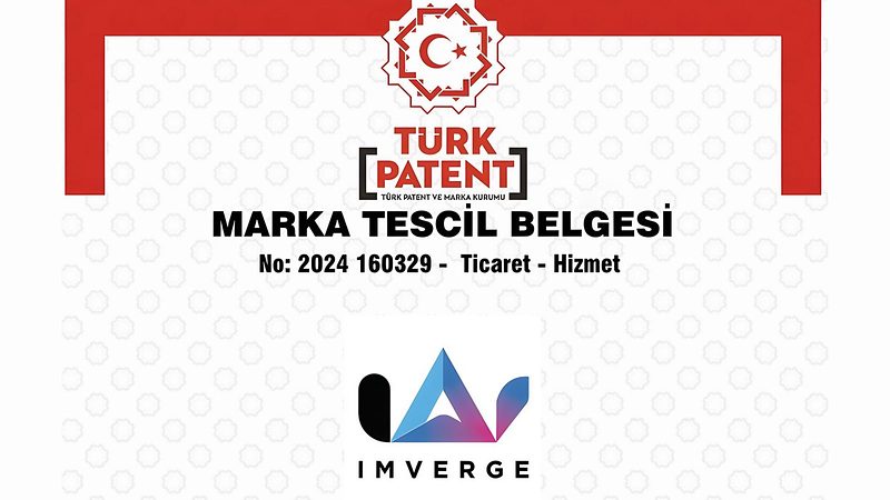 Türk Patent ve Marka Kurumu marka tescil belgesinden Imverge logosunun yer aldığı bölüm.
